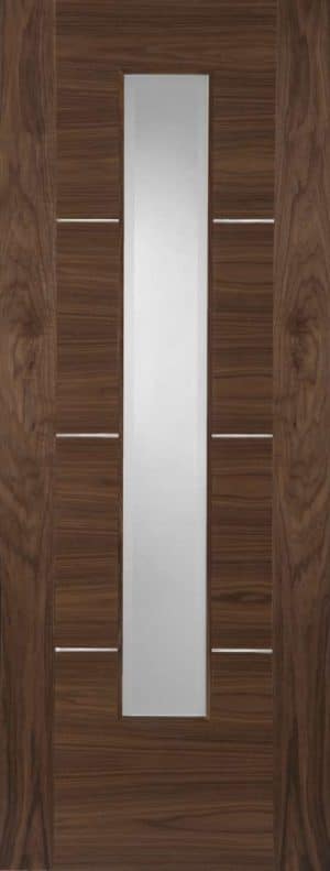 WALNUT NOVA 1 LIGHT GLAZED FD30 PREFINISHED INTERNAL DOOR - Mendes Doors