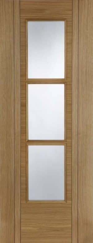 OAK CAPRI 3 LIGHT GLAZED SEMI SOLID PREFINISHED INTERNAL DOOR - Mendes Doors