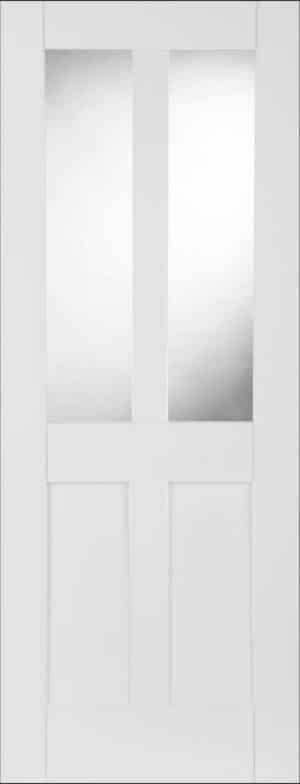 WHITE SHAKER 2 PANEL 2 LIGHT GLAZED PRIMED INTERNAL DOOR - Mendes Doors