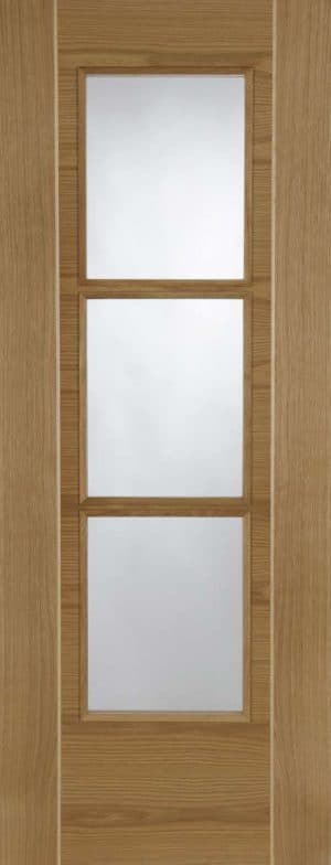 OAK MIRAGE 3 LIGHT GLAZED SEMI SOLID PREFINISHED INTERNAL DOOR - Mendes Doors