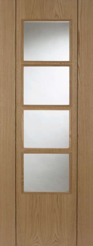 OAK VISION WITH WALNUT INLAY 4 LIGHT GLAZED FD30 PREFINISHED INTERNAL DOOR - Mendes Doors