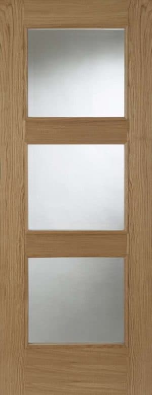 OAK MADRID 3 LIGHT GLAZED RAISED MOULD FD30 PREFINISHED INTERNAL DOOR - Mendes Doors