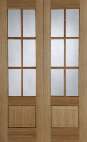 Oak Hampstead Glazed Rebated (RHPO) Pair Prefinished Internal Door - Mendes Doors