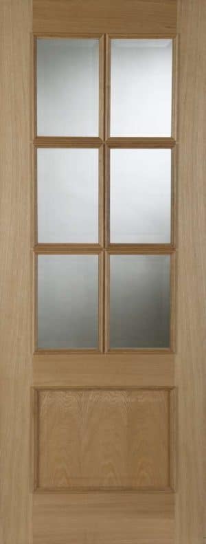 Oak Iris 6 Light Glazed Raised Mould FD30 Unfinished Internal Door - Mendes Doors