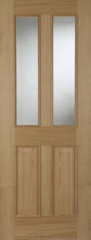 Oak Oxford 2 Light Glazed Raised Moould FD30 Unfinished Internal Door - Mendes Doors