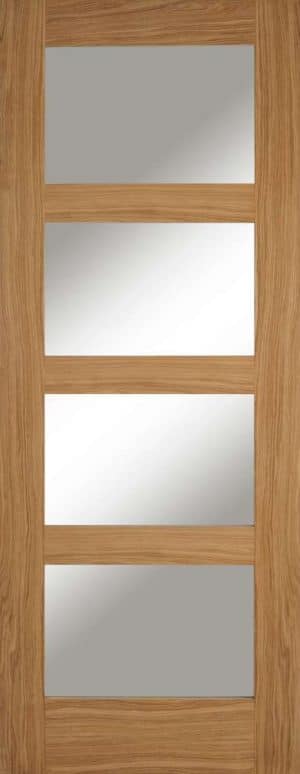 Oak Contemporary 4 Light Glazed Unfinished Internal Door - Mendes Doors