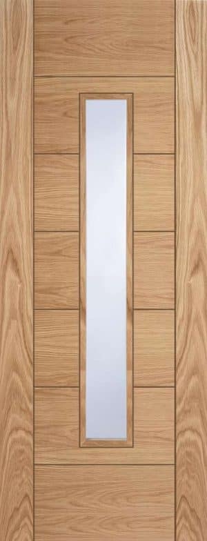 OAK CORSICA 18G CLEAR GLASS  FD30 PREFINISHED INTERNAL DOOR - Mendes Doors