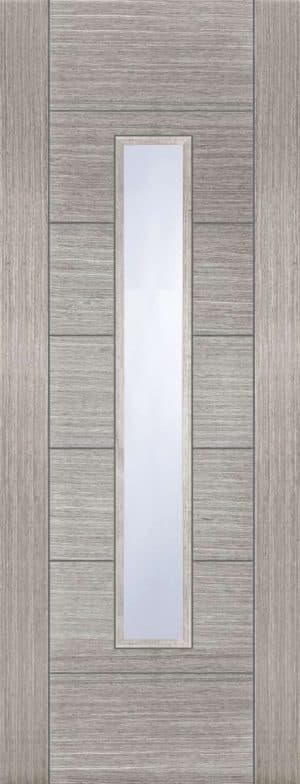 LIGHT GREY CORSICA 18G OBSCURE GLASS FD30 PREFINISHED INTERNAL DOOR - Mendes Doors