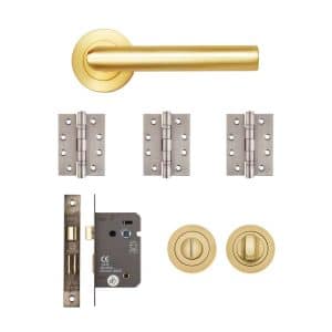 Ares Bathroom Kit Satin Brass Finish - Deanta Doors