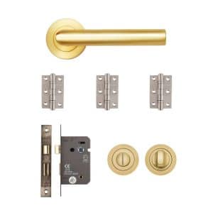 Ares Bathroom Kit Satin Brass Finish - Deanta Doors