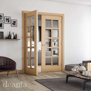 Bristol Unfinished Oak Bevelled Glaze Internal Door - Deanta Doors