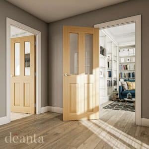 Bury Prefinished Oak Glazed FD30 Internal Door FSC - Deanta Doors