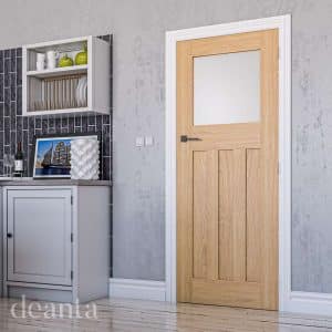 Cambridge Unfinished Oak Frosted Glaze Internal Door - Deanta Doors