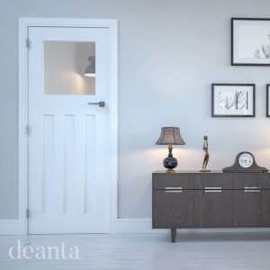 Cambridge White Primed Glazed Internal Door - Deanta Doors