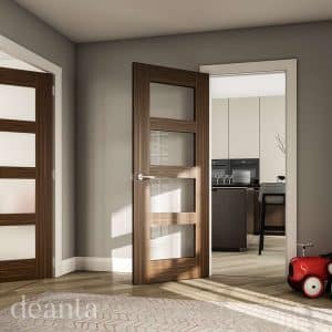 Coventry Prefinished Walnut Glazed Internal Door FSC - Deanta Doors