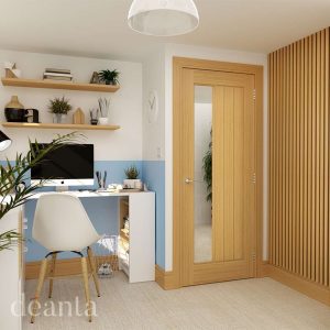 Ely Prefinished Oak 1SL Glazed FD30 Internal Door FSC - Deanta Doors