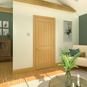 Ely Prefinished Oak 2 Panel FD30 Internal Door FSC - Deanta Doors