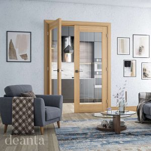 Ely Prefinished Oak Glazed (1L Full) Internal Door FSC - Deanta Doors