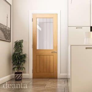 Ely Unfinished Oak Glazed (1L Half) Internal Door - Deanta Doors