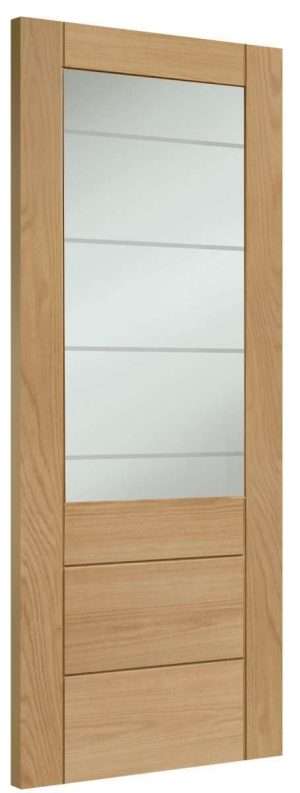 Palermo Essential 2XG Pre-Finished Internal Oak Door with Clear Etched Glass - XL Joinery Doors