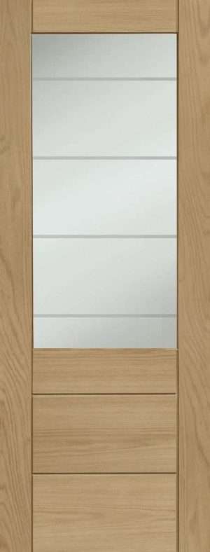 Palermo Essential 2XG Internal Oak Door with Clear Etched Glass - XL Joinery Doors