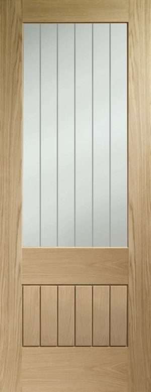 Suffolk Essential 2XG Internal Oak Door with Clear Etched Glass - XL Joinery Doors