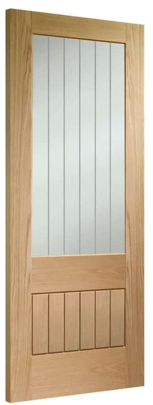 Suffolk Essential 2XG Internal Oak Door with Clear Etched Glass - XL Joinery Doors