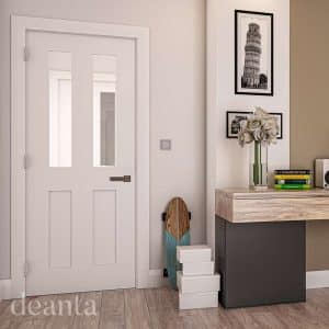 Eton White Primed Glazed Internal Door - Deanta Doors