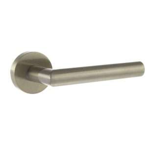 Forme Elle Designer Lever on Minimal Round Rose - Satin Nickel