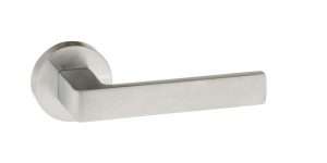 Forme Asti Designer Lever on Minimal Round Rose - Satin Chrome