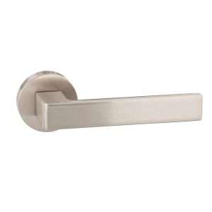 Forme Asti Designer Lever on Minimal Round Rose - Satin Nickel