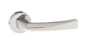 Forme Crystal Designer Lever on Minimal Round Rose - Polished Chrome