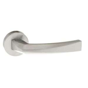 Forme Crystal Designer Lever on Minimal Round Rose - Satin Chrome