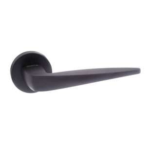 Forme Foglia Designer Lever on Minimal Round Rose - Matt Black