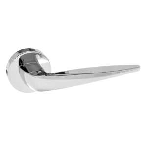 Forme Foglia Designer Lever on Minimal Round Rose - Polished Chrome