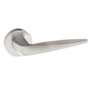 Forme Foglia Designer Lever on Minimal Round Rose - Satin Chrome