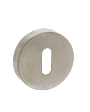 Forme Key Escutcheon on Minimal Round Rose - Satin Nickel