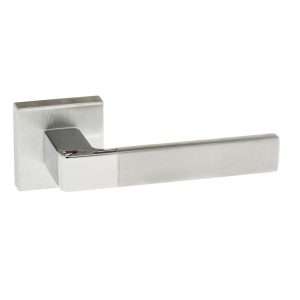 Forme Asti Designer Lever on Minimal Square Rose - Satin Chrome/Polished Chrome