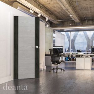 Flush Light Grey Ash Dark Grey Edges FD30 Internal Door 6mm Lipping Certifire CF5740 FSC - Deanta Doors