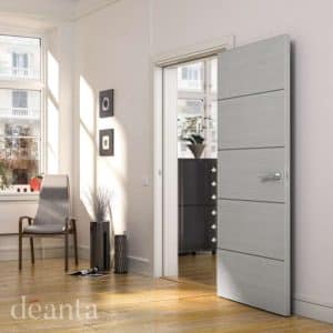 Flush Light Grey Ash Internal Door Horizontal Inlay FD30 6mm Lipping Certifire CF5740 FSC - Deanta Doors