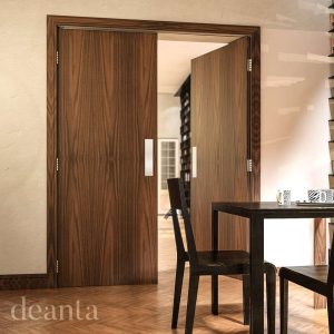 Flush Prefinished Walnut Internal Door 6mm Lipping FSC - Deanta Doors