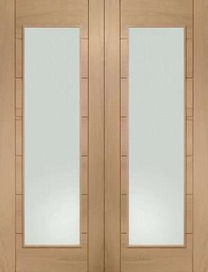 Palermo Internal Oak Rebated Door Pair with Clear Glass -XL Joinery Doors