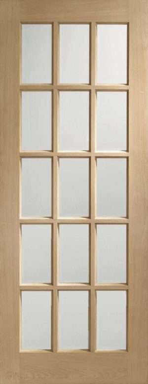 Internal Oak SA77 Door with Clear Bevelled Glass - XL Joinery Doors