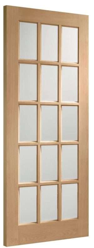 Internal Oak SA77 Door with Clear Bevelled Glass - XL Joinery Doors