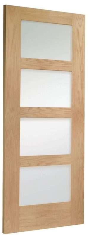 Internal Oak Shaker 4 Panel Door with Obscure Glass - XL Joinery Doors