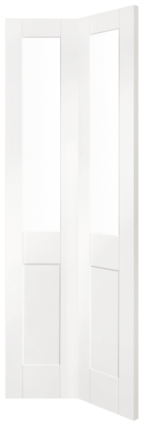 Internal White Primed Malton Shaker Bi-Fold Door with Clear Glass - XL Joinery Doors