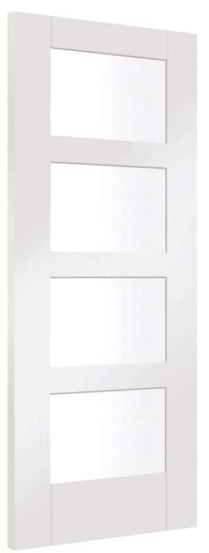 Shaker 4 Light Internal White Primed Fire Door with Clear Glass - XL Joinery Doors