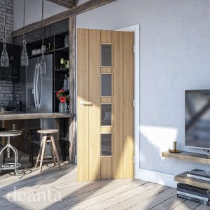 Galway Unfinished Oak Glazed Internal Door - Deanta Doors