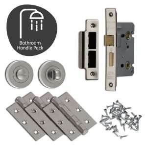 Drava  Door Handle Bathroom Pack with Lock and 65mm Latch - XL Joinery Doors