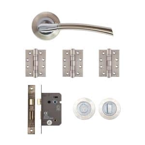 Hera Bathroom Kit Satin Nickel Chrome Finish - Deanta Doors